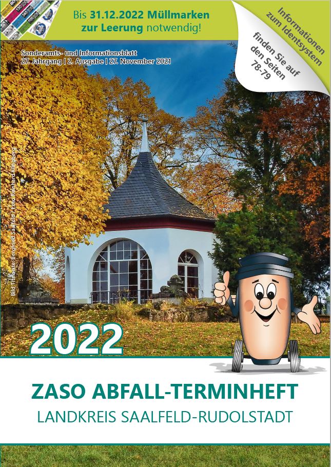 Deckblatt Abfallterminheft 2022 Landkreis Saalfeld-Rudolstadt